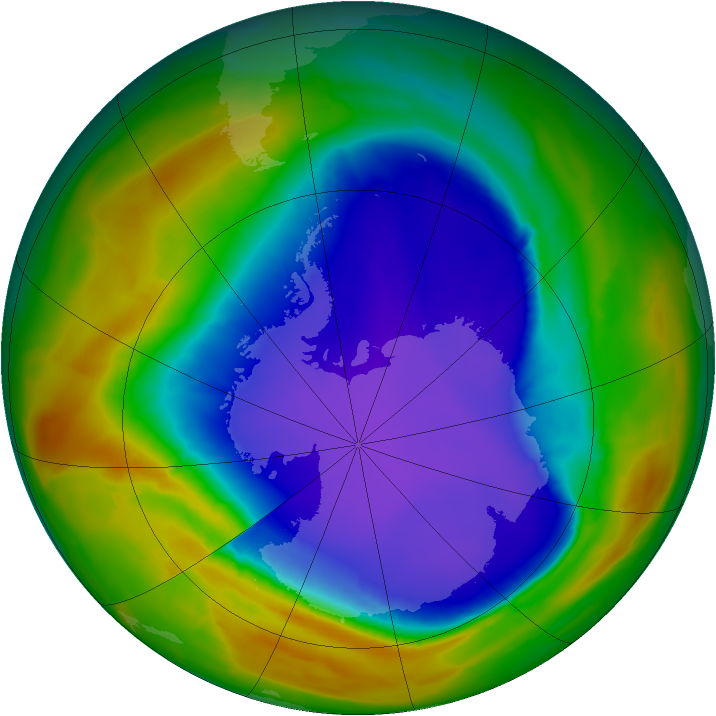 Antarctic ozone map for 29 September 2014